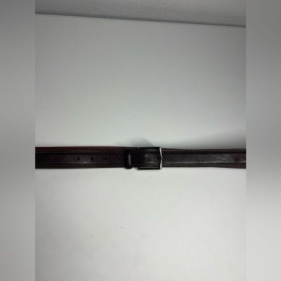 Perry Ellis Leather Belt Size 54 Brown - Picture 4 of 9